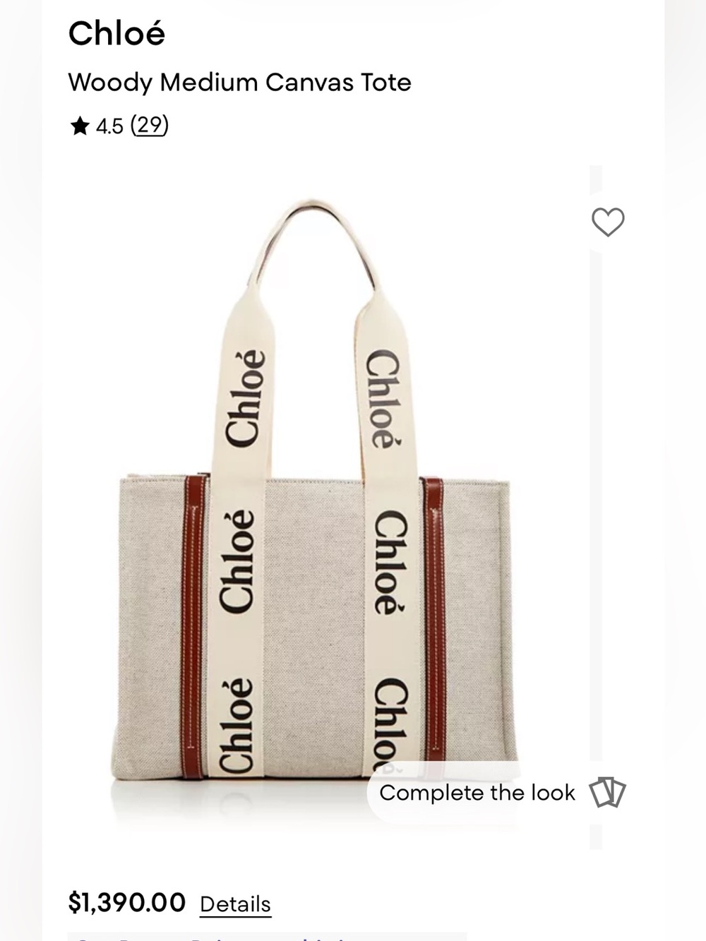 Chloé Woody Medium Canvas Tote in Natural/Beige
